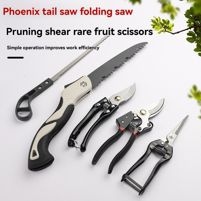 Gardening Tools Knife - ชุดกรรไกรตัดแต่งกิ่งพร้อมเลื่อยพับได้, ชุดเครื่องมือทำสวน 5 ชิ้น, กรรไกรตัดแต่งกิ่งแบบบายพาสสำหรับตัดแต่งต้นไม้, ตัดแต่งผลไม้,