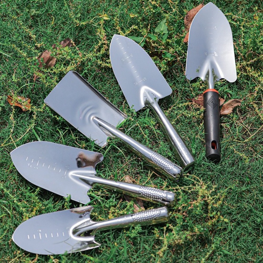 Garden Hand Trowel - พลั่วสวนสแตนเลสใช้งานง่าย ทนทาน ด้ามจับตามหลักสรีรศาสตร์ สำหรับขุดดิน ปลูกต้นไม้