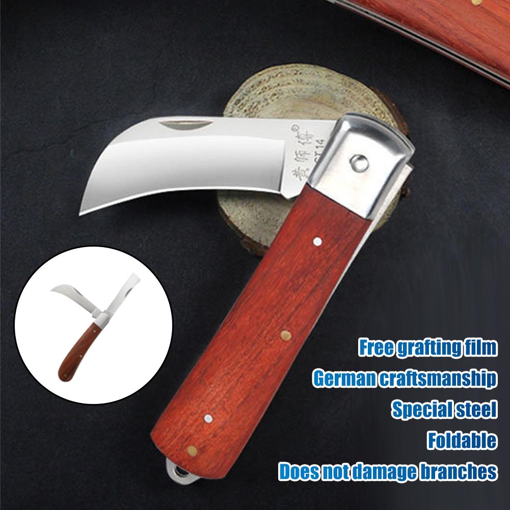 Gardening Tools Knife - มีดตัดกิ่งแบบพับได้พร้อมด้ามไม้ เครื่องมือตัดแต่งกิ่งสำหรับต้นไม้ผลไม้ กรรไกรตัดแต่งกิ่งสำหรับมืออาชีพ