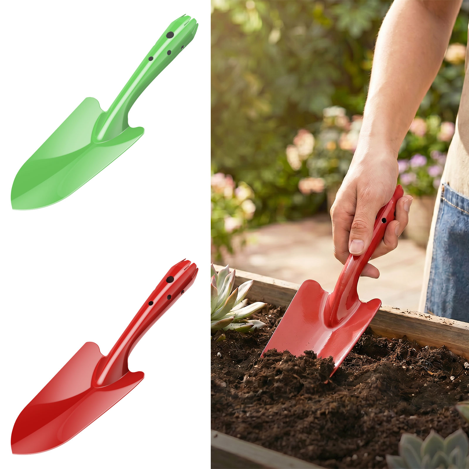 Garden Hand Trowel - จอบสวนโลหะกันสนิม จอบมือขนาดเล็ก อุปกรณ์ทำสวนสำหรับปลูก ขุด ดูแลต้นไม้ จอบสวน