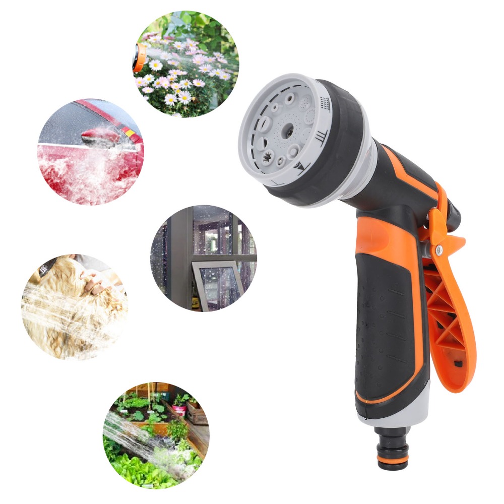 Gardena Hose Comfort - หัวฉีดน้ำยาง ABS สำหรับสายยางรดน้ำ 10 โหมด สีดำและสีส้ม