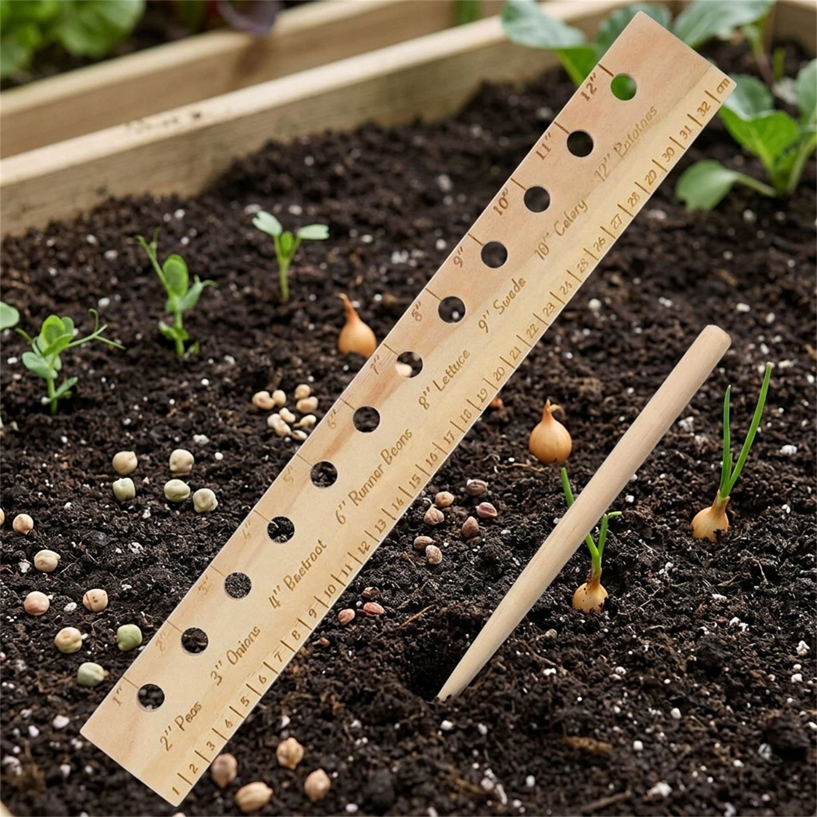 ไม้บรรทัดปลูกต้นไม้จากไม้เนื้อ - Gardening Tools For Beginners บทวิจารณ์และราคา